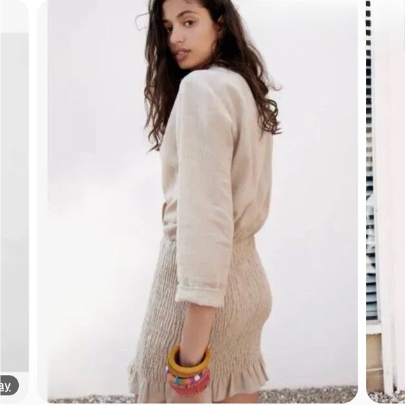 NEW Zara Linen Dress with Ruffle Hem - Picture 4 of 9